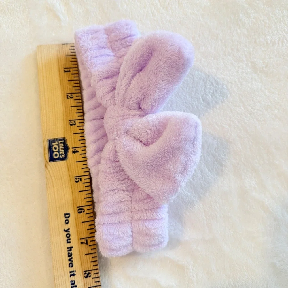 Spa Headband Kids O/S Pink Purple Bow Microfiber Fleece 4 Pack